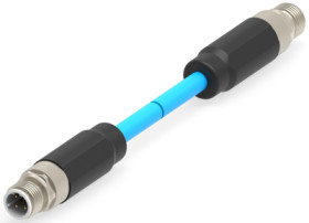 Network cable, M12-plug, straight to M12-plug, straight, Cat 5e, S/FTP, 19 m, blue, 3-2322330-7