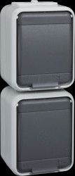 ELG445419 Socket, 2-gang, 16A, IP44, vertical, AquaTop, plug-in terminal