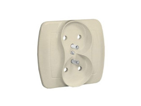 AKORD Gniazdo podwójne z uziemieniem beżowe z przesłonami torów prądowych AGZ2z/12 KONTAKT SIMON