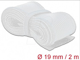20702 Braided Sleeving with Hook-and-Loop Fastener 2 m x 19 mm white