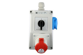 Zestaw instalacyjny z gniazdem 16A 3P+Z+2P+Z (0-1) czerwony ZI03\R111