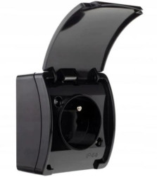 Koala gniazdo hermetyczne pojedyncze IP44 N/T czarny