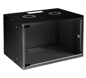 Szafa wisząca RACK 19 7U 400mm czarna drzwi szklane SOHO-BOX MIRSAN