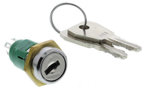 Wyłącznik kluczykowy, DPDT, 1 A przy 24 V DC 2-Way, -20 → +65°C