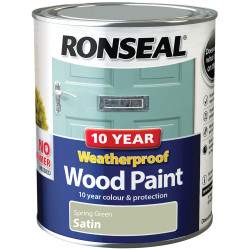 Ronseal 38790 10 Year Weatherproof Wood Paint Spring Green Satin 750ml