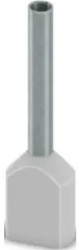 Insulated twin wire end ferrule, 0.75 mm², 19 mm/12 mm long, DIN 46228-4, UL 486F-F, gray, 2100013