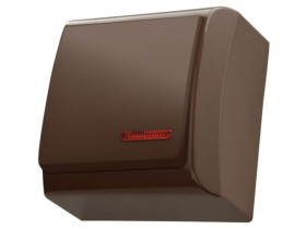 BIS Wyłącznik pojedynczy z podświetleniem pomarańczowym brązowy ŁN-1BS/24 OSPEL