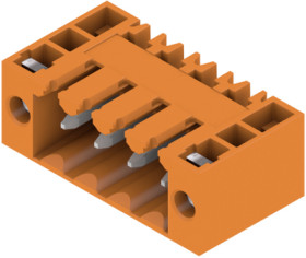 Pin header, 4 pole, pitch 3.5 mm, angled, orange, 1607060000