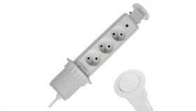 Rozgałęźnik Meblowy Na 3 Gniazda 2P+Z 230V 16A Okrągły Wpuszczany W Blat Lift...