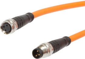 Złącze do samokonfekcjonowania M8 proste żeńskie 3pin M8 męskie proste 3pin 3x0.25mm² PUR 60V -40-90 stC z kablem 2m IP69K VK20R