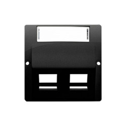Simon Basic Pokrywa gniazd teleinformatycznych na Keystone skośna podwójna z polem opisowym. czarny BMGKS2P.01/49