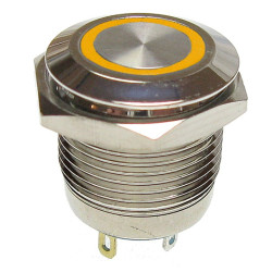 Przycisk metal. JH16-11 żółty monostabilny podświetlany