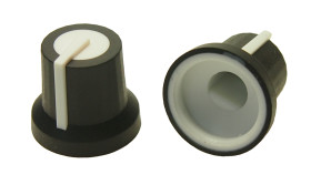 Pokrętło potencjometru oś: 6mm średnica: 16.2mm Kształt D Guma Czarny RS PRO