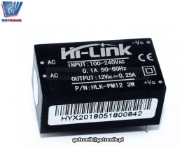 HLK-PM12 mini zasilacz Hi-Link 230V AC na 12V DC 0,25A do druku PCB BTE-727