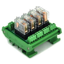 ELECTRONICS-SALON DIN Rail Mount AC/DC 24V Control 4 SPDT 16Amp Pluggable Power Relay Module.