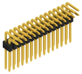 Pin header, 30 pole, pitch 1.27 mm, angled, black, SLVW4KA06030G