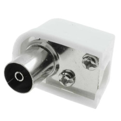 Gniazdo antenowe na kabel kątowe małe białe