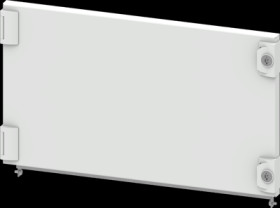 Compartment door, rectangular, sheet steel, (W x H x D) 600 x 350 x 25 mm, light gray, for built-in installation devices, 8PQ203