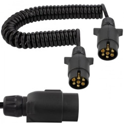 Przewód spiralny QLY-s kabel do przyczepy zakończony plastikowymi wtykami 7-pin 12V 5m