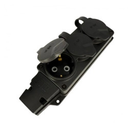 Listwa, gniazdo gumowe potrójne Schuko IP54 czarne 220.000.301 HOROZ