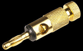 Banana plug, gold plated, hole Ø=5 mm