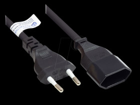 P0300-S020 Extension Euro plug type C, black, 0.75 mm², 2 m