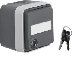 Berker W.1 Gniazdo pojedyncze SCHUKO na klucz z p. opisowym rózne zamki kompletne IP55 szary 47393505