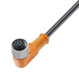 RKWTS 8-299/2 M sw, PUR 8x0,25mm2 + ekran podłączony do nakrętki, czarny, z gniazdem kątowym M12x1, LUMBERG 934703030, 934 703-0