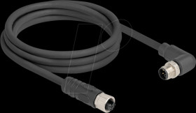 80529 M12 Cable L-coded 4 pin male right angled to female straight PUR