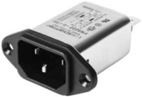 IEC inlet filter C14, 50 to 400 Hz, 6 A, 250 VAC, 780 µH, faston plug 6.3 mm, FN9222-6-06