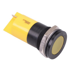 Q22F1BXXY24E Yellow Flush 22mm 24VDC LED Panel Indicator IP67 APEM