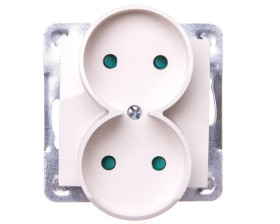 IMPRESJA Gniazdo podwójne b/u z przesłonami ecru GP-2YRP/m/27