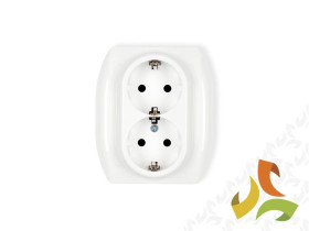 TREND Gniazdo podwójne z uziemieniem schuko (przesłony torów prądowych) biały GP-2sp KARLIK