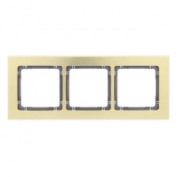 DECO Ramka uniwersalna potrójna - aluminium szczotkowane (ramka: kolor mosiężny spód: grafitowy) 8-11-DRA-3
