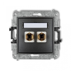 MINI Gniazdo głośnikowe pojedyncze (typu banan - czerwony i czarny pozłacany 4 mm2 do lutowania) grafitowy 11MGG-3