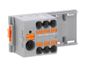 Blok rozdzielczy PTFIX 10/6X4-NS35 GY, szare złącze przemysłowe - 6 punktów przyłączeniowych o przekroju 4mm2