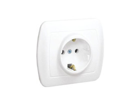 AKORD Gniazdo pojedyncze z uziemieniem schuko białe AGSz1e/11 KONTAKT SIMON