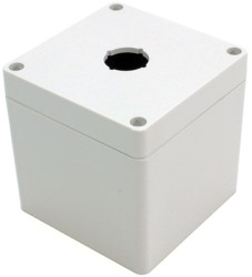 PC push button enclosure, (L x W x H) 89 x 89 x 89 mm, light gray (RAL 7035), IP66, 1554MPB1A