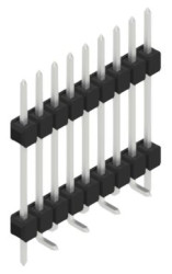 Pin header, 9 pole, pitch 2.54 mm, angled, black, 10051881