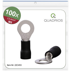 Quadrios 22C453 Ring Terminal Set 4.0 mm&#xB2; &#xD8;6.5mm Partially Insulated