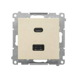 Simon 55 Ładowarka USB C+A (moduł), 30 W, 230V szampański mat TEC2CAQ.01/144