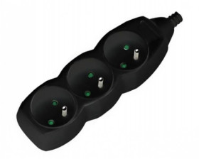 LISTWA 3 GNIAZDA Z UZIEMIENIEM,CZARNA