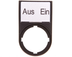 Tabliczka opisowa AUS-EIN 50x30mm czarna 22mm prostokątna M22S-ST-D10 216490