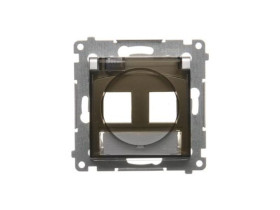 SIMON 54 Pokrywa gniazd teleinformatycznych IP44 na Keystone 2 podwójna z polem opisowym klapka transparentna brąz mat *Wymagana