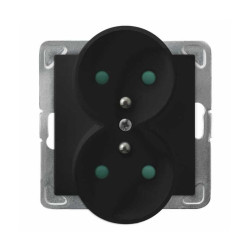 Gniazdo podwójne z/u i przesłonami GP-2YRAZP/m/33 czarny metalik Impresja Ospel