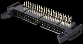 Pin connector, 40-pin, with interlock, angled