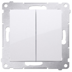 Przycisk odbijający podwójny bez piktogramu SIMON 54 biały 10AX Kontakt Simon DP2.01/11