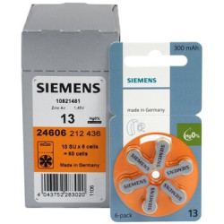 60 x baterie do aparatów słuchowych Siemens 13MF Hg 0