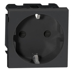 NOEN GS, gniazdo modułowe 45x45mm 1x2P+Z (Schuko), 16A 250V, czarne,OR-GM-9010/B/GS