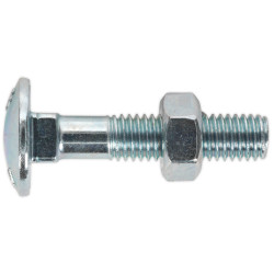 Sealey CBN840 Coach Bolt &amp; Nut M8 x 40mm Zinc DIN 603 Pack of 50
